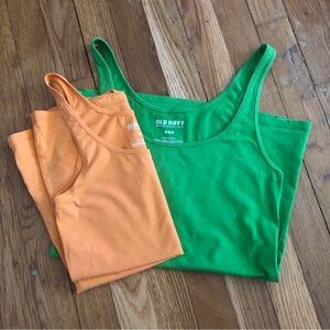 Old Navy Orange and Green Tank Tops